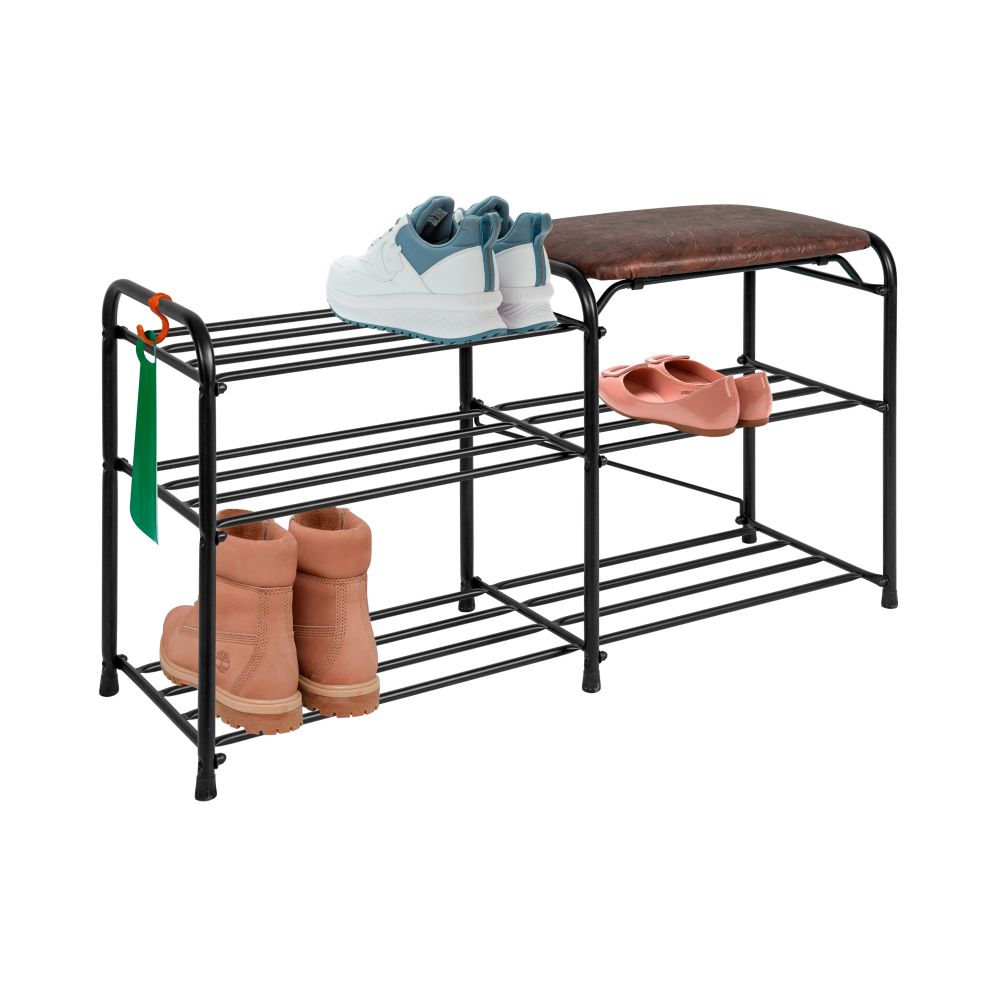 Подставка для обуви  "Альфа 33" 3-х полочная с сиденьем 80 см