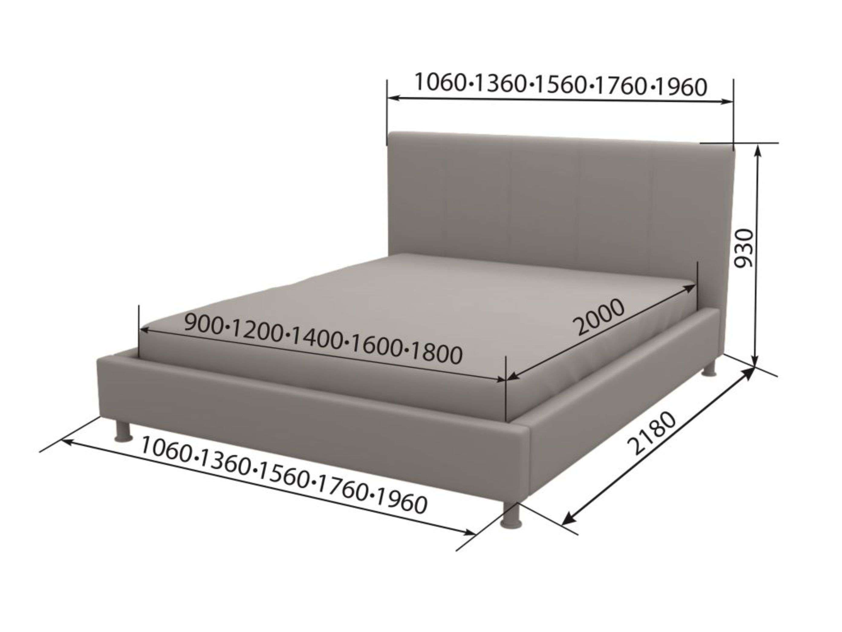 Кровать "Грета" 2000 х 900 с основанием