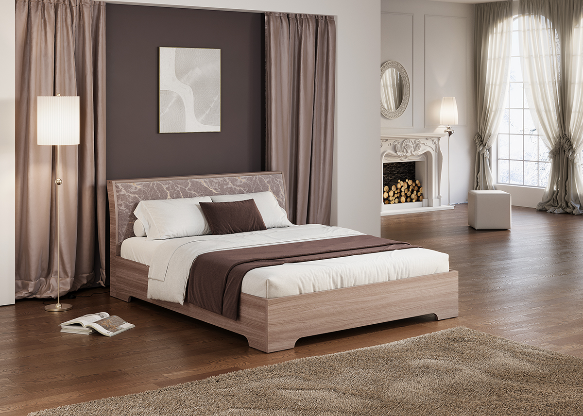 Кровать "Клара" 2000*900 без п/м (без основания) ЛДСП Ясень шимо темный