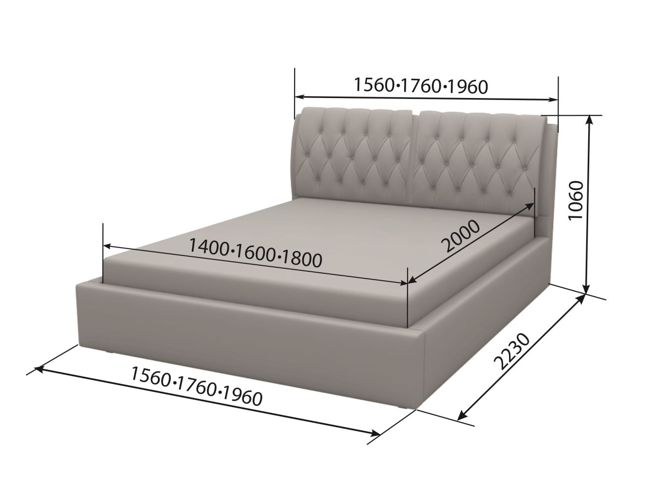 Кровать "Франческа-2" 2000х1600 п/м стразы