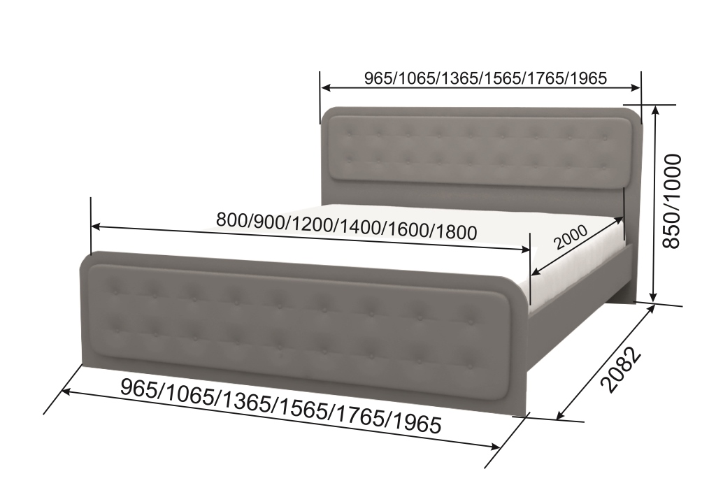 Кровать "Ника-1" 2000 х 1400 с п/м, без основания