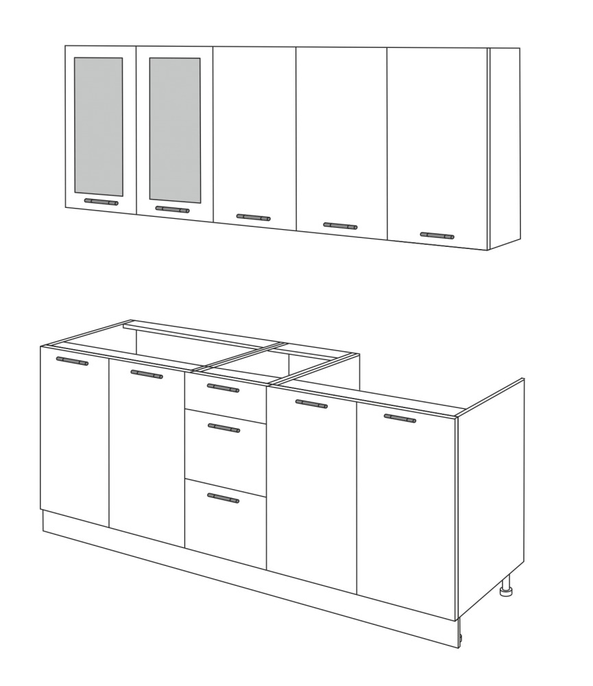 Кухня Дарина с витринами 2,0 м