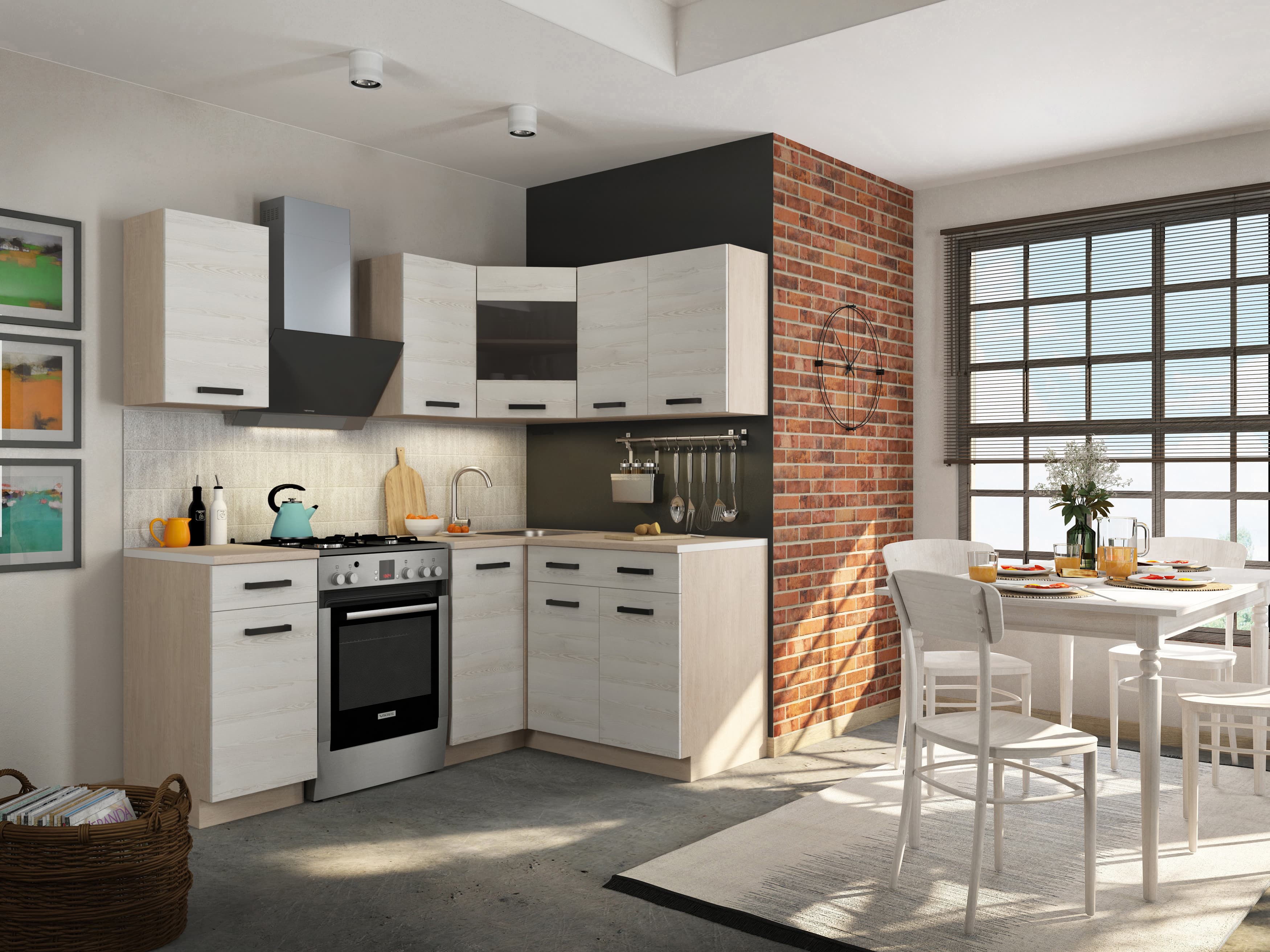 Алиса Loft (Кухонный Гарнитур) Угловая композиция №2 1,4*1,4 м