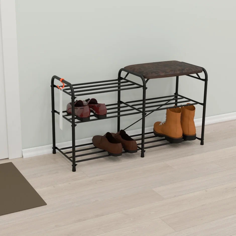 Подставка для обуви  "Альфа 33" 3-х полочная с сиденьем 80 см