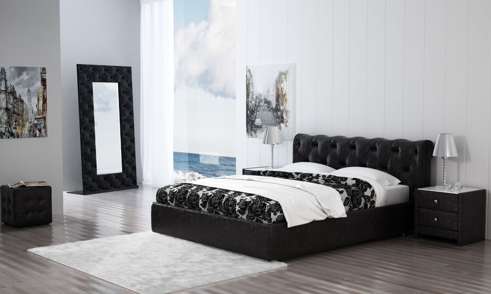 Кровать "Леон" 2000 х 1800 без п/м стразы