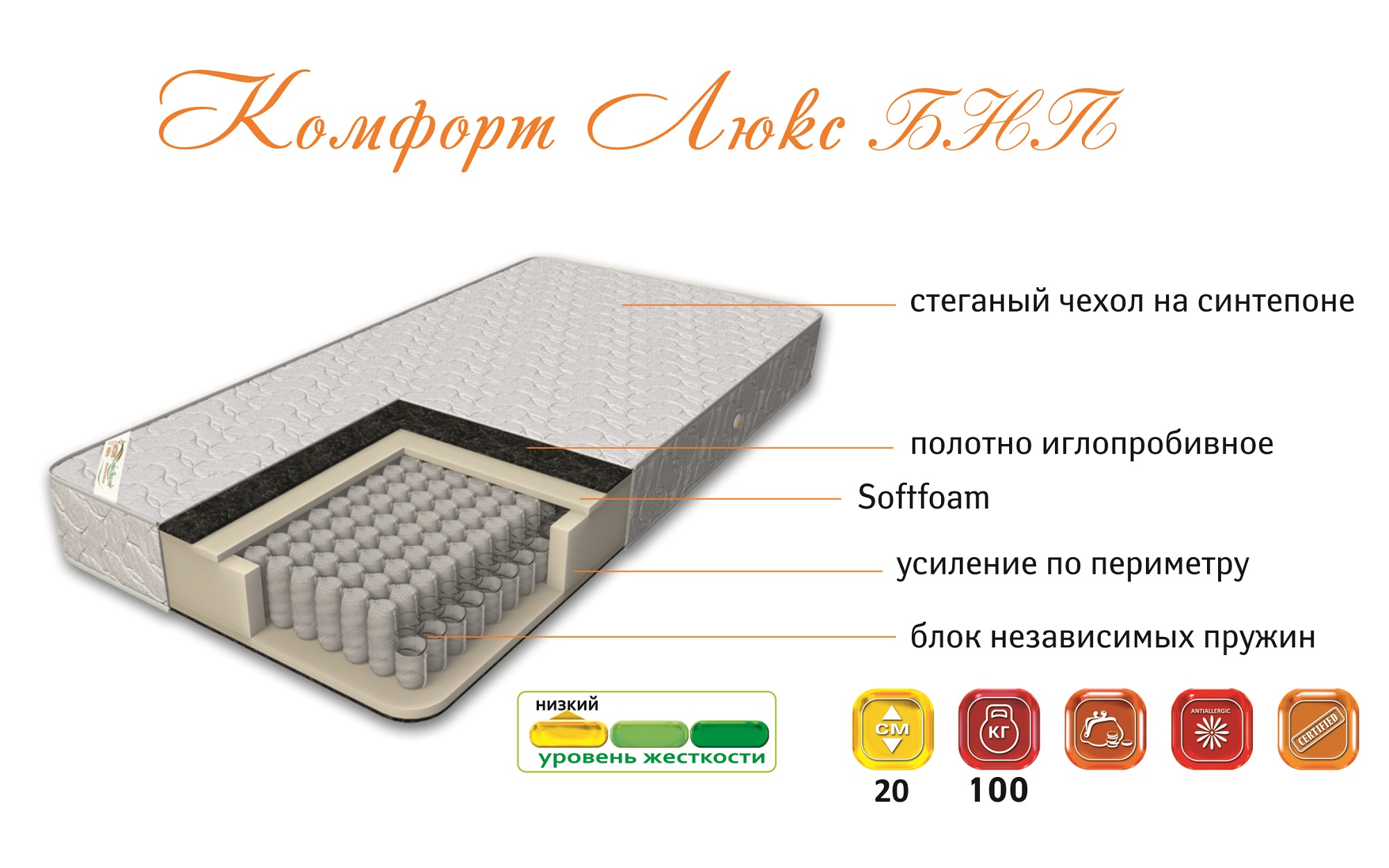 матрас "Комфорт - люкс" (БНП)