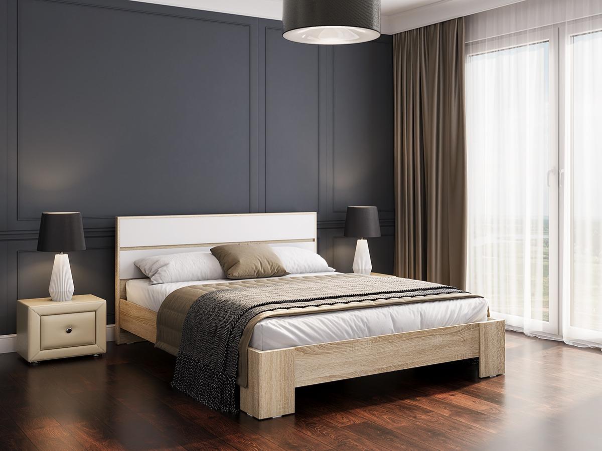 Кровать "Лея" 2000 х 1800 ЛДСП Ясень шимо светлый Кровать "Лея" 2000 х 1800 ЛДСП Ясень шимо светлый