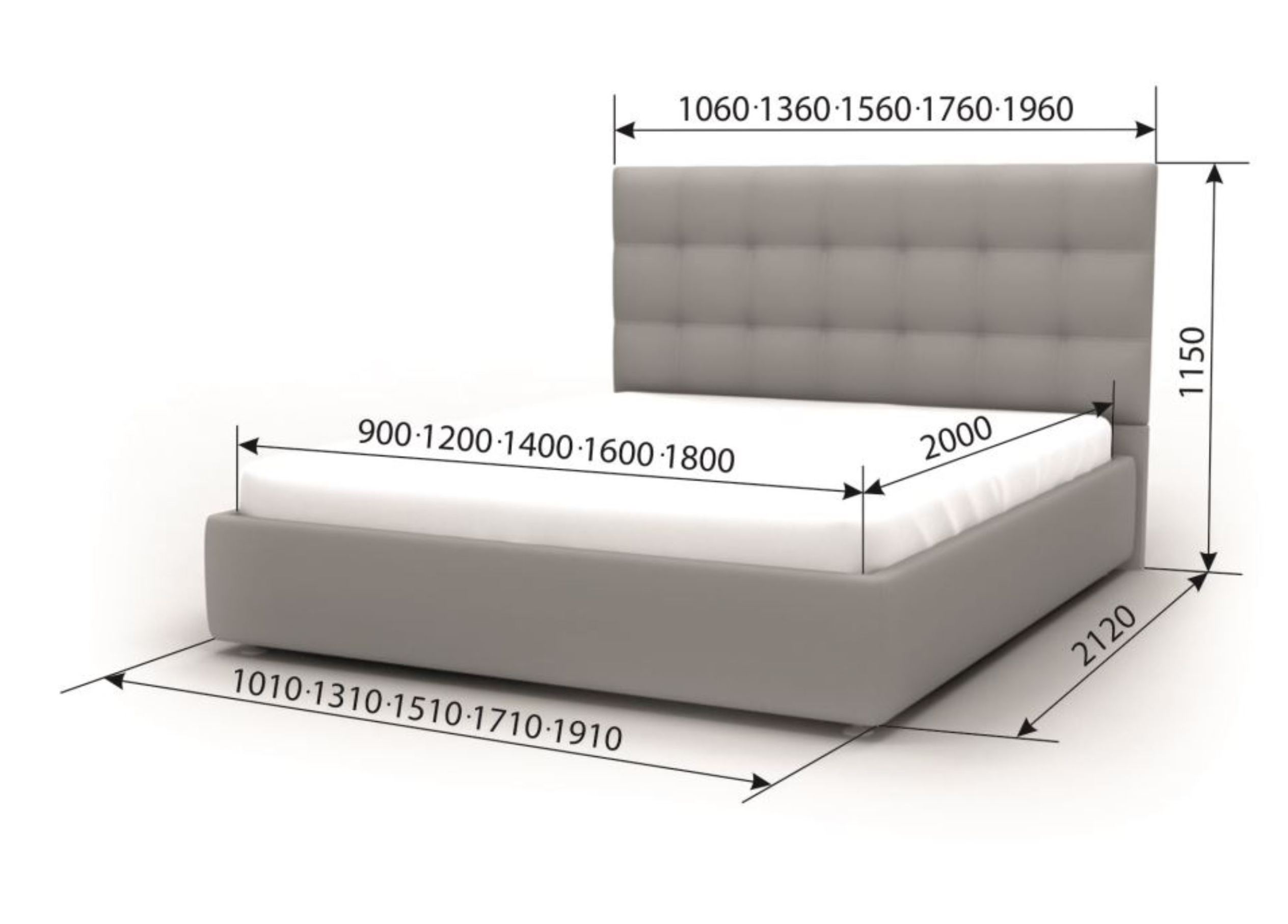 Кровать "Камила" 2000 х 900 без п/м