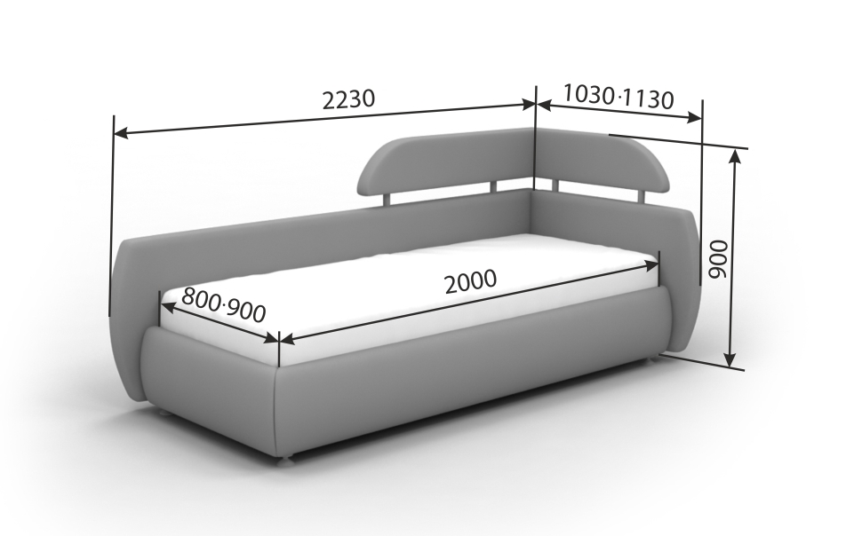 Кровать "Космо" 2000 х 800 без п/м Кровать "Космо" 2000 х 800 без п/м