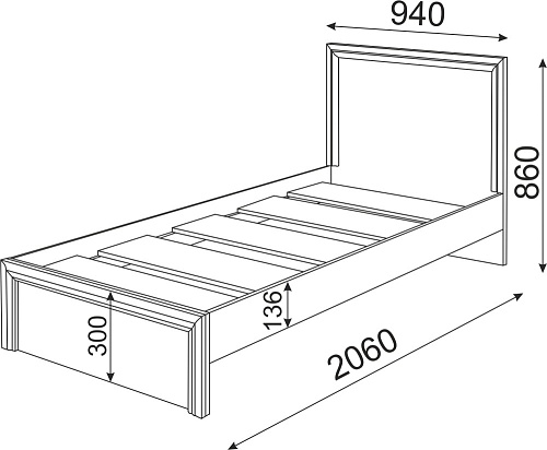 Остин Кровать 900*2000 М21