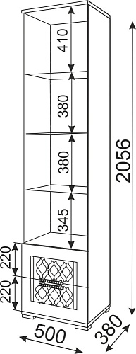 Тиффани М07 пенал-витрина 500*2056*380 Тиффани М07 пенал-витрина 500*2056*380
