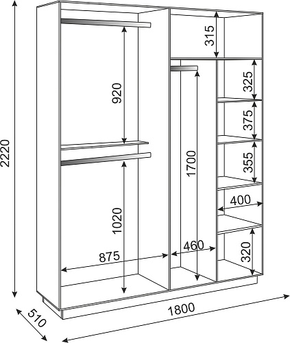Тиффани шкаф с зеркалом 4-х створчатый М22