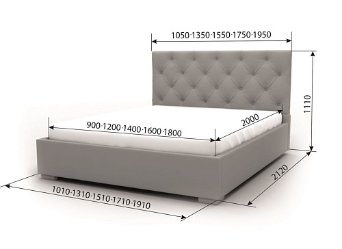 Кровать "Глория" 2000 х 900 без п/м пуговицы