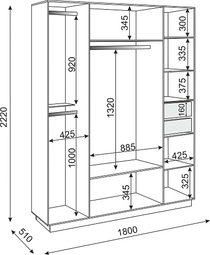 Тиффани шкаф 4-х створчатый М21