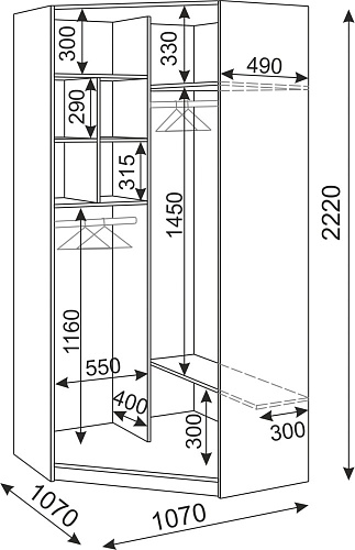 Тиффани шкаф угловой с зеркалом М35