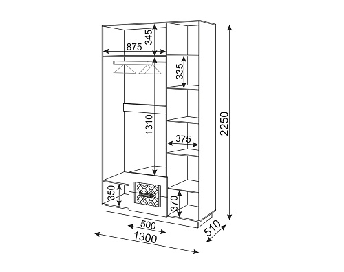 Тиффани шкаф с ящиками М29 3-х створчатый