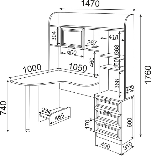 Остин Стол компьютерный левый М20