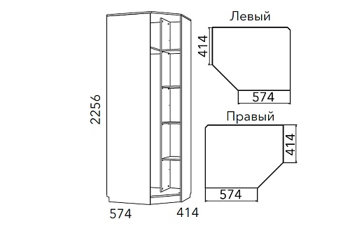 Фанк Шкаф угловой левый НМ 013.04-02 М