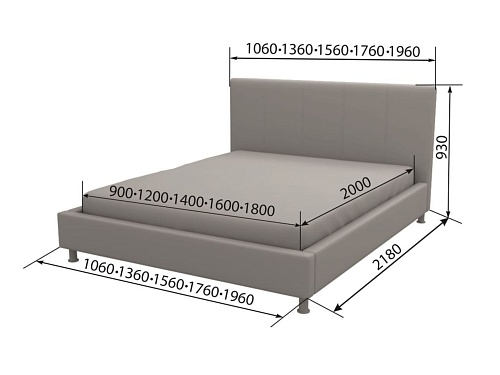 Кровать "Грета" 2000 х 900 с основанием
